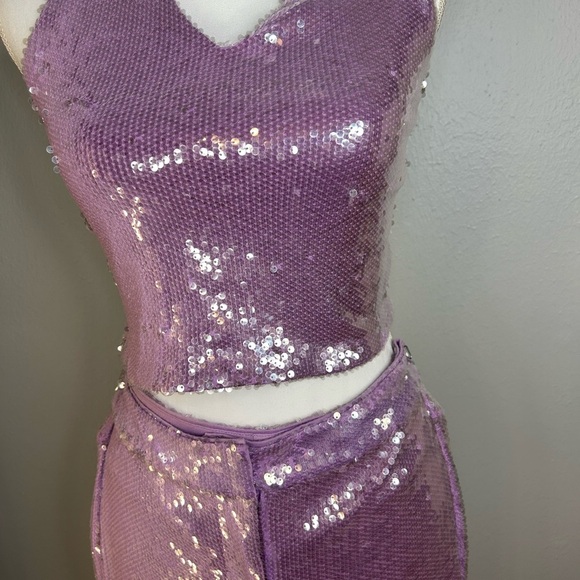 ✨ ROTATE Birger Christensen Lavender Sequin Halter Top & Pants Set | NWT ✨ - Picture 4 of 11